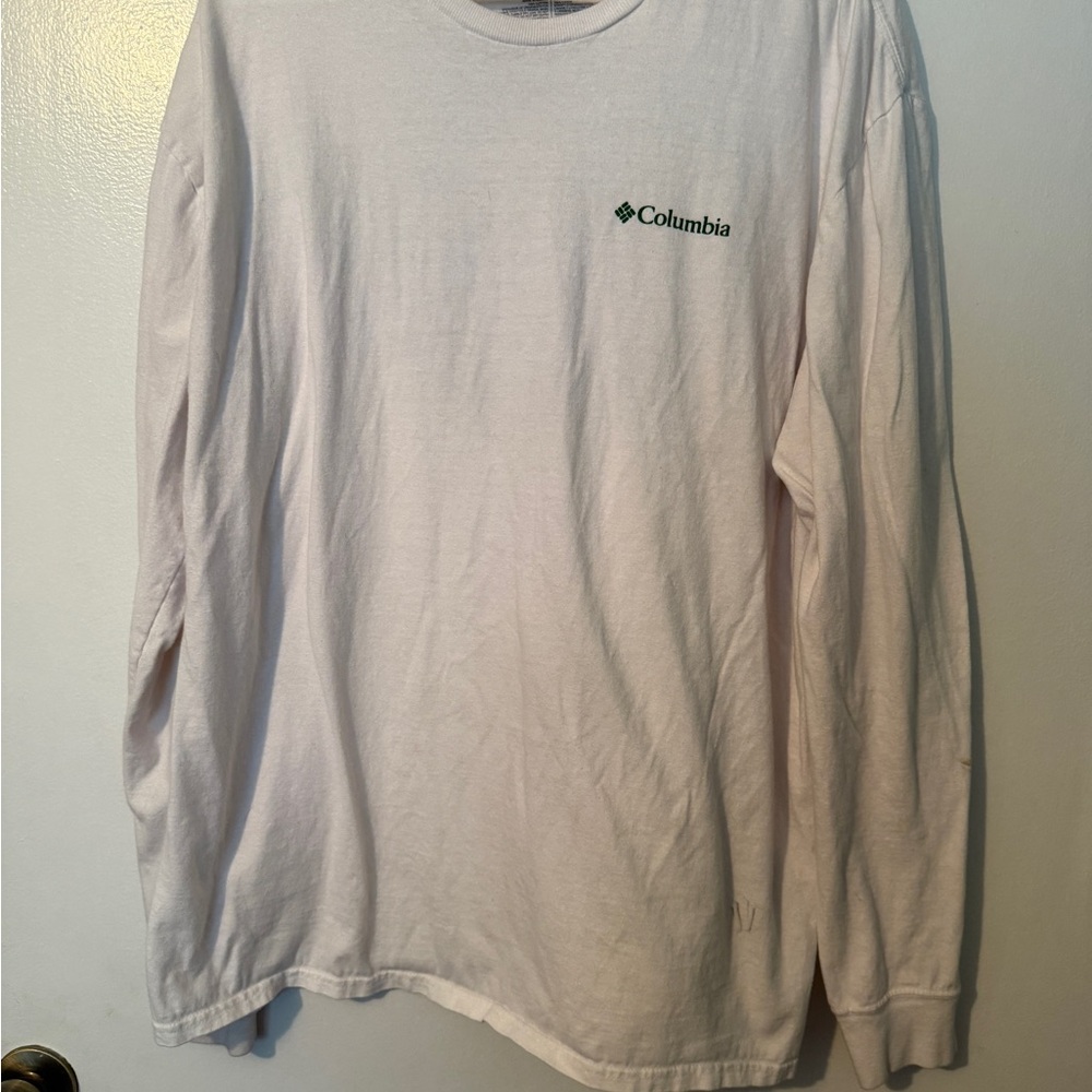 Columbia White Long Sleeve Tee Classic Design